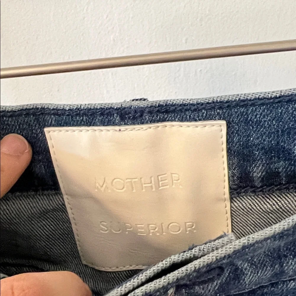 MOTHER Women's Two-Tone Blue Barrel Leg Jeans - Picture 4 of 6